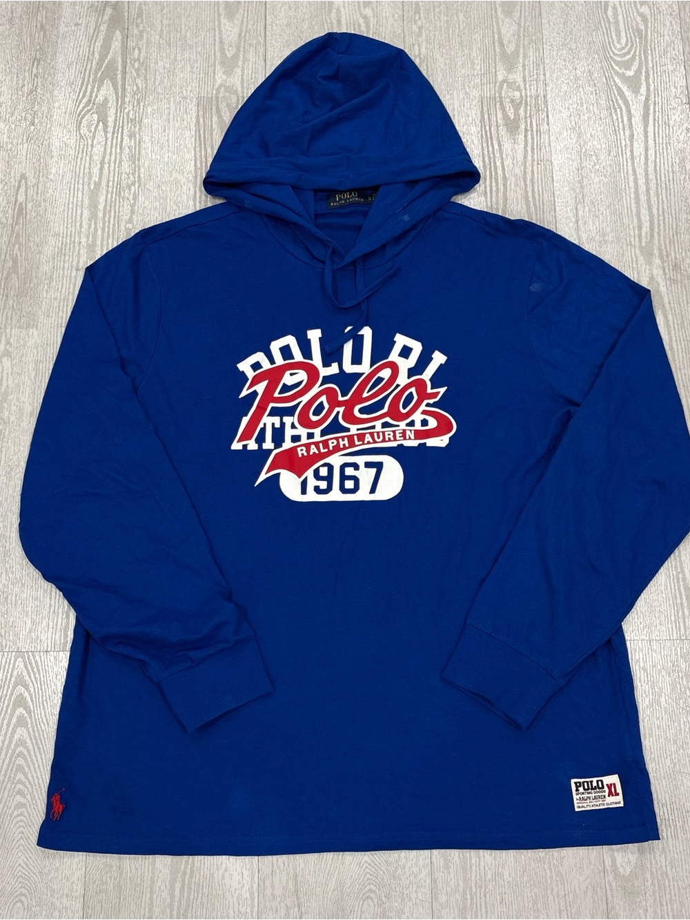 Polo Ralph Lauren Men's Long-Sleeve Graphic Hoodie T-Shirt (Royal Blue) SIZE XL